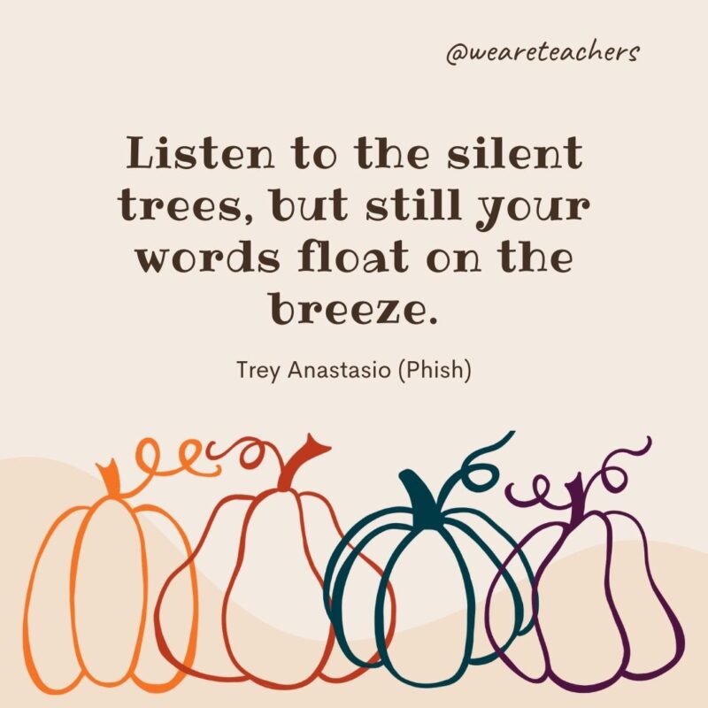 Listen to the silent trees, but still your words float on the breeze. —Trey Anastasio (Phish) Listen to the silent trees, but still your words float on the breeze. —Trey Anastasio (Phish)