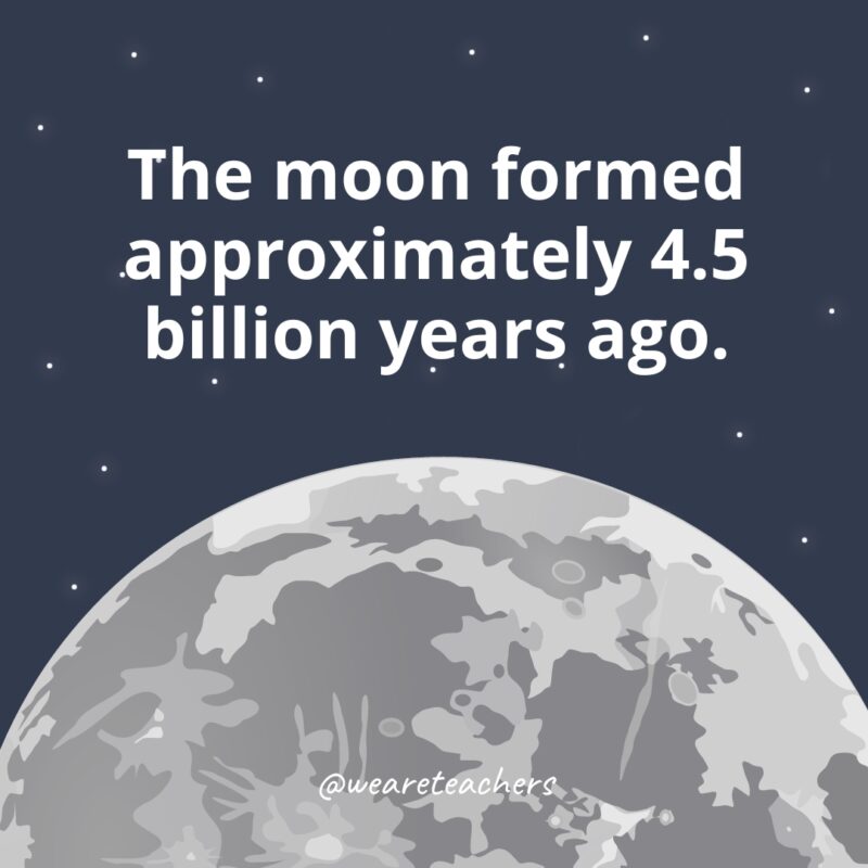 The moon formed approximately 4.5 billion years ago. The moon formed approximately 4.5 billion years ago.