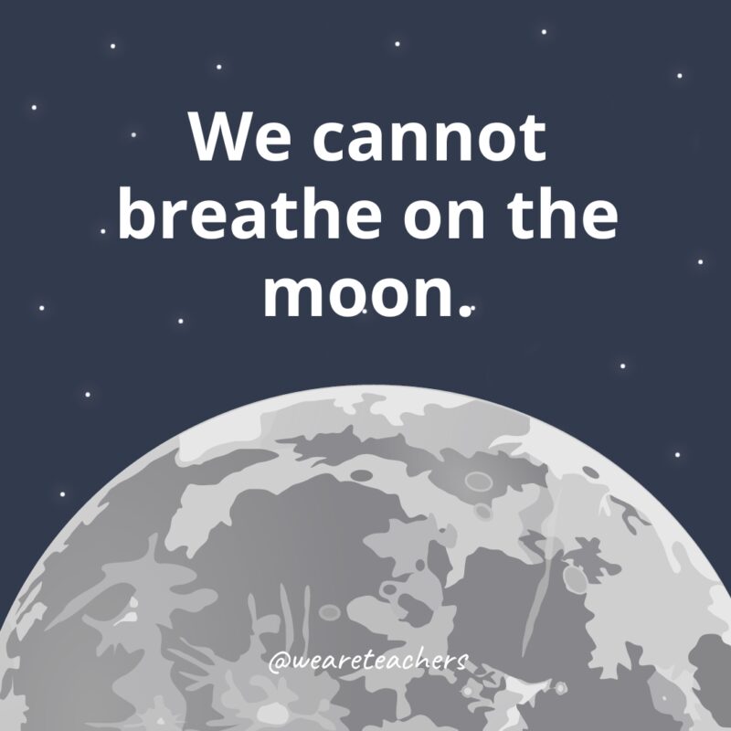 We cannot breathe on the moon. We cannot breathe on the moon as example of facts about the moon.