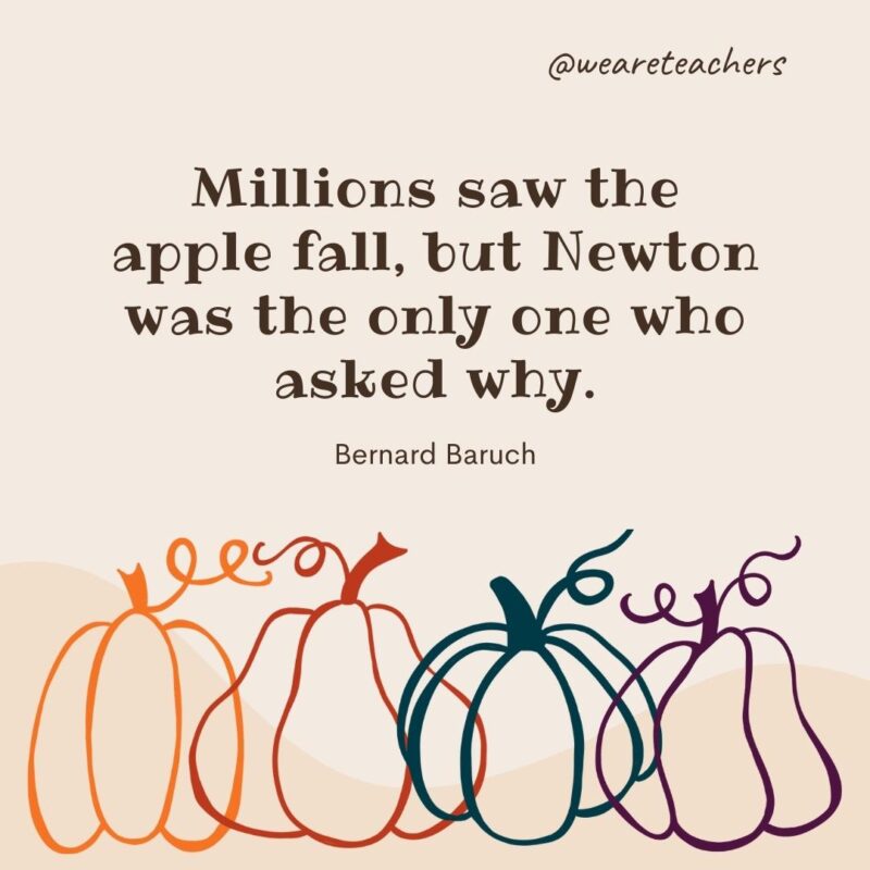 Millions saw the apple fall, but Newton was the only one who asked why. —Bernard Baruch