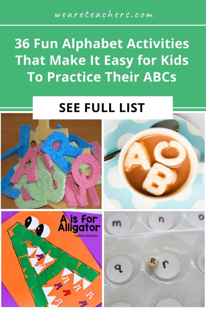 Alphabet-Activities Alphabet activities rule the early childhood classroom. Here are 36 different ways to give kids the practice they need to be ready to read.
