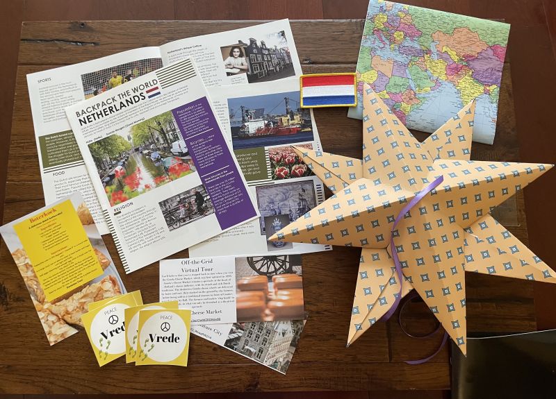 Educational Subscription Boxes: Backpack the World Backpack the World educational subscription box, with educational pamphlet, map, paper star craft, and more