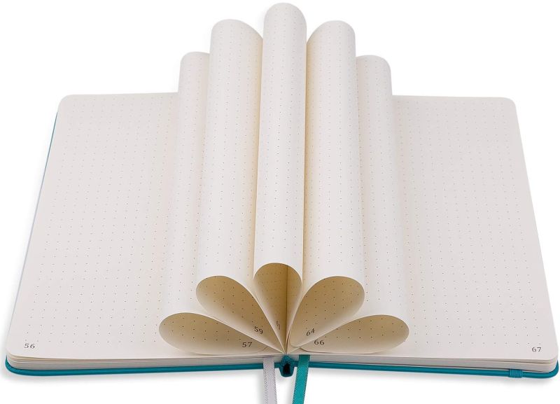 Bullet Journal Ideas Open bullet journal showing blank pages folded into a fan pattern