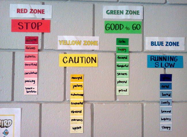 Emotional Regulation: Word Wall Word wall using paint strips to display emotion words