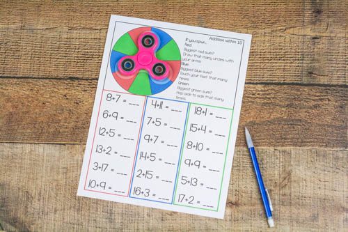 fidget-spinner-math A math worksheet using a fidget spinner as a tool