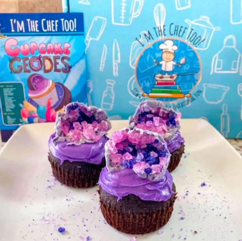 Educational Subscription Boxes: I’m the Chef Too I'm the Chef Too subscription box with edible geode cupcakes and recipe card