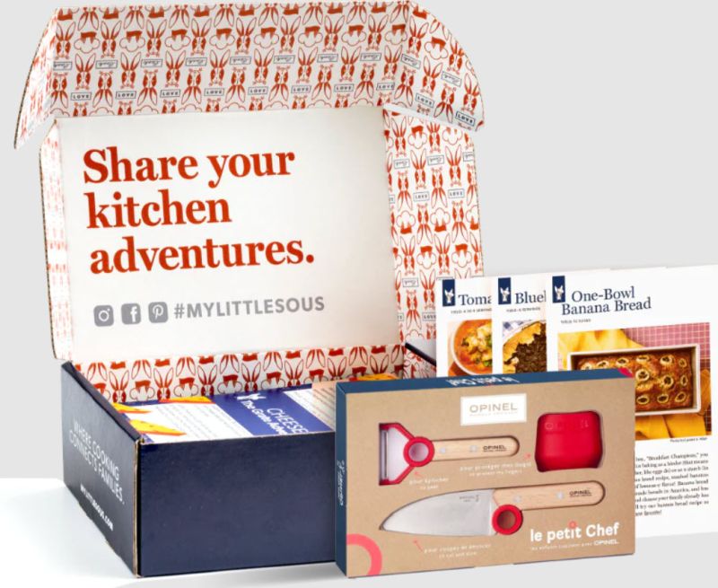 Education Subscription Boxes: Little Sous Little Sous educational subscription box with recipes and cooking tools for kids
