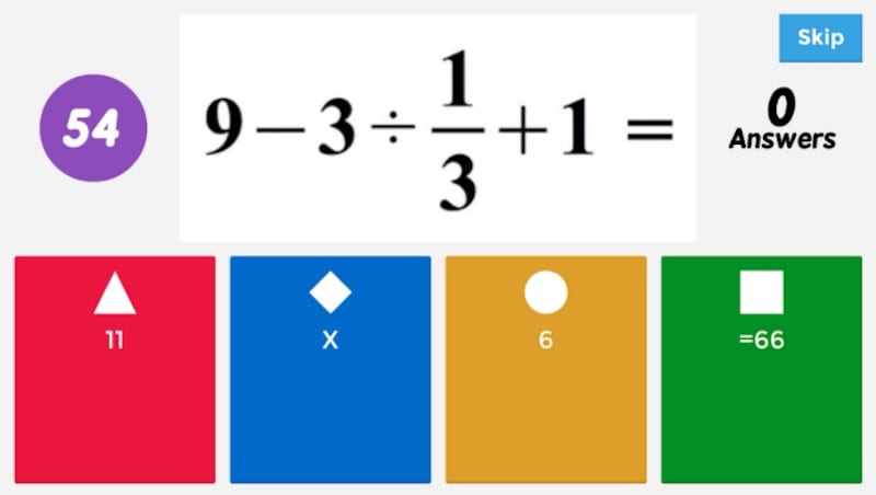 Kahoot! for Math example screenshot