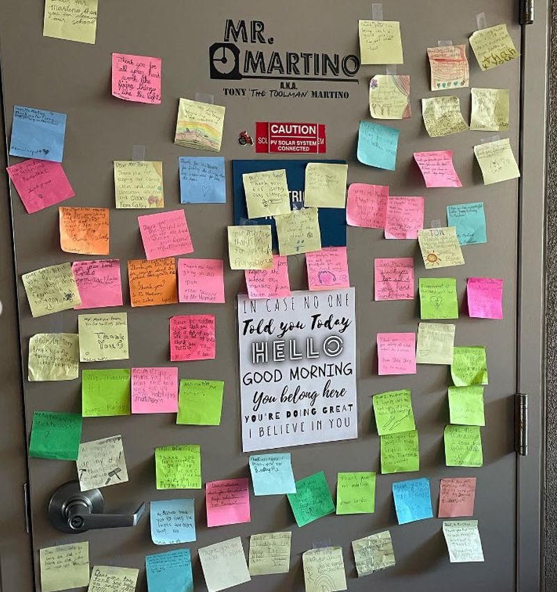 National Custodian Day: Door Notes A custodian's office door covered with sticky note thank yous