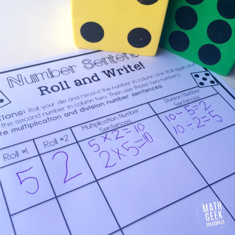 Number-Sentence-Roll-Activity-fact-families number sentence roll and write fact family practice