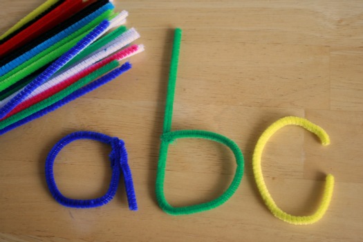 pipe-cleaner-letters The letters a, b and c written with bent pipe cleaners