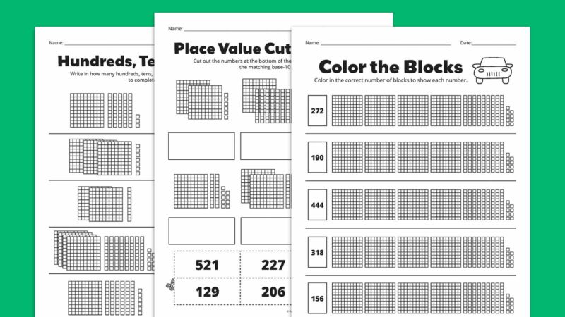 Place Value Worksheets 1 Flat lays of place value worksheets