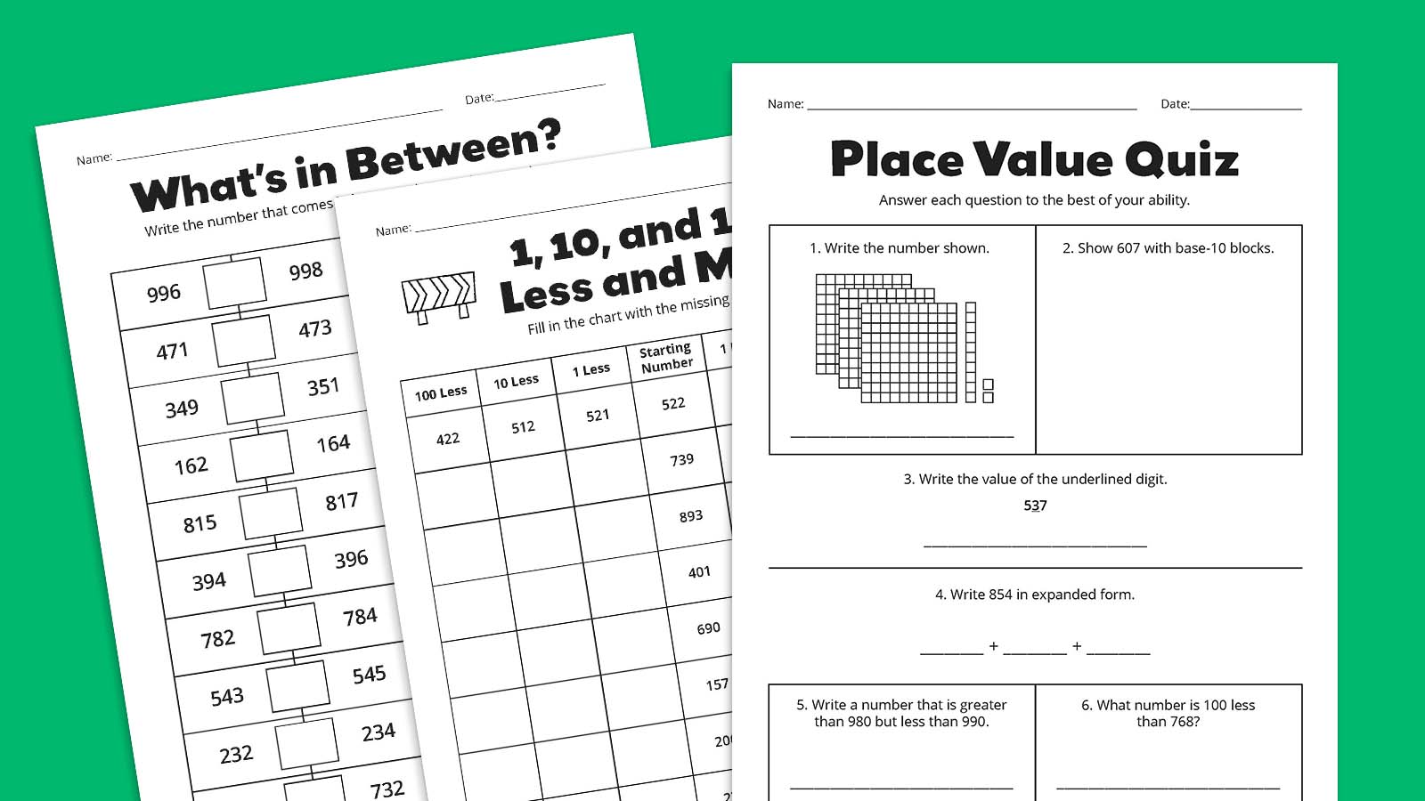 Place Value Worksheets 5 Flat lays of place value worksheets
