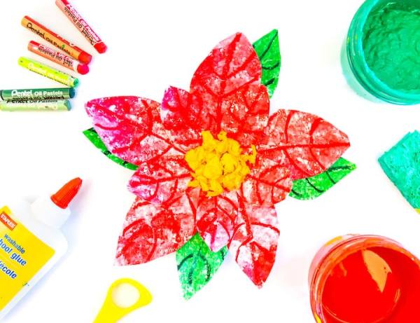 Poinsettia Craft Colorful poinsettia created with pastels, glue and scissors for a hispanic heritage month activity