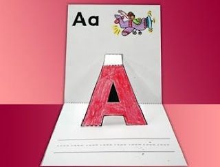pop-up-letter-A A pop up letter A made from folded paper as an example of alphabet activities