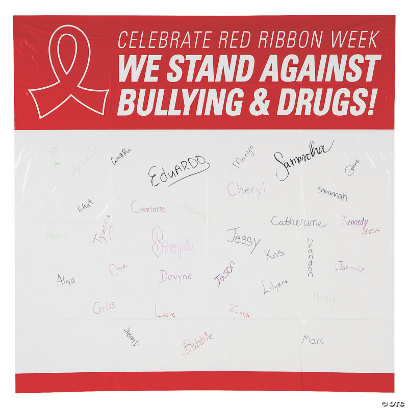 Red Ribbon Week Autograph Poster Red Ribbon Week poster with student signatures as pledges to be drug free