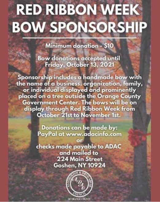 Red Ribbon Week Ideas; Sponsored Ribbons Red Ribbon Week Bow Sponsorship flyer