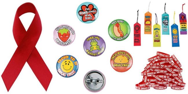 Red Ribbon Week Ideas Swag Red Ribbon Week pins, bookmarks, and bracelets