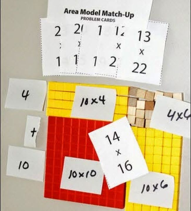 base-10-multiplication Base 10 blocks being used to teach array model multiplication