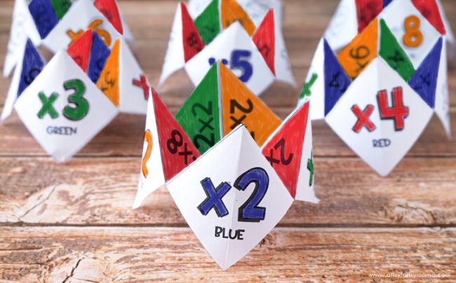 multiplication-cootie-catcher Colorful paper cootie catchers decorated with multiplication facts