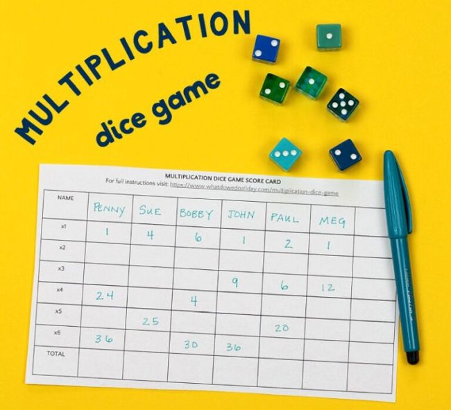 multiplication-dice-game Multiplication Dice Game with dice and free printable