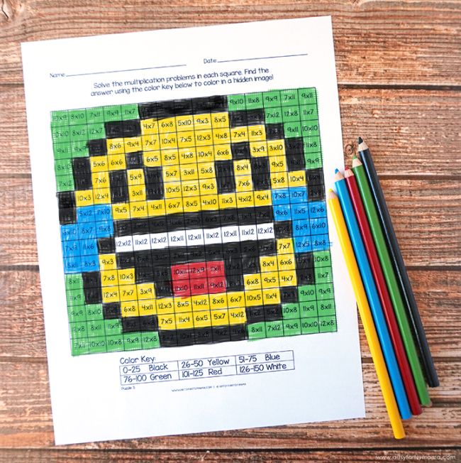 multiplication-emoji-mystery Printable Emoji Mystery page for learning multiplication