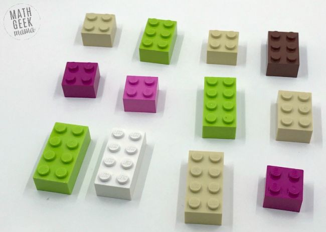 lego-multiplication Multi-colored LEGO bricks laid out on a table