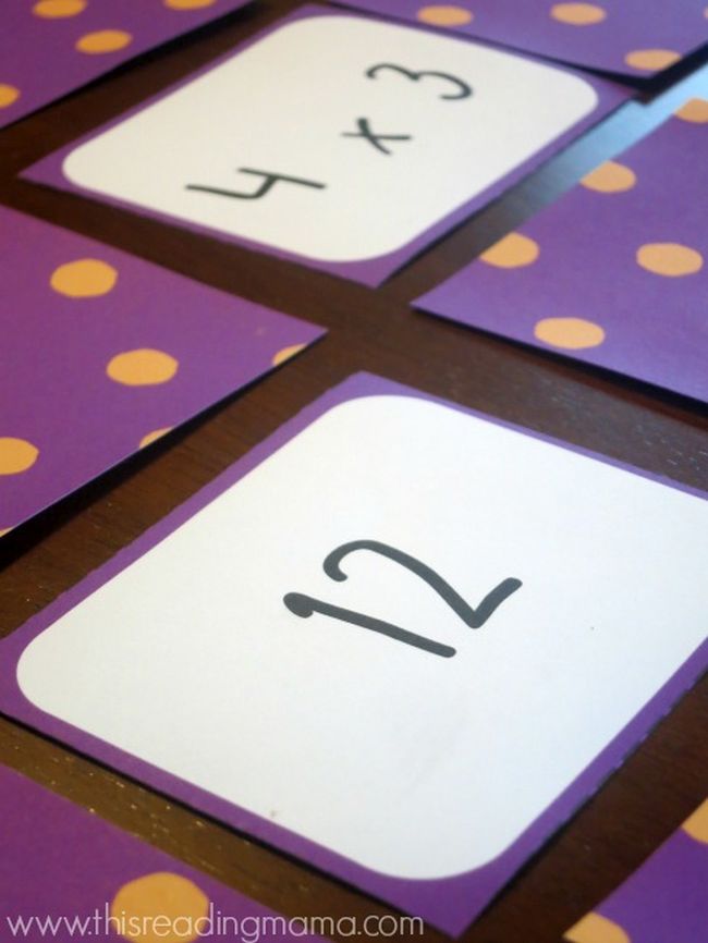 multiplication-memory Memory cards with multiplication facts and answers