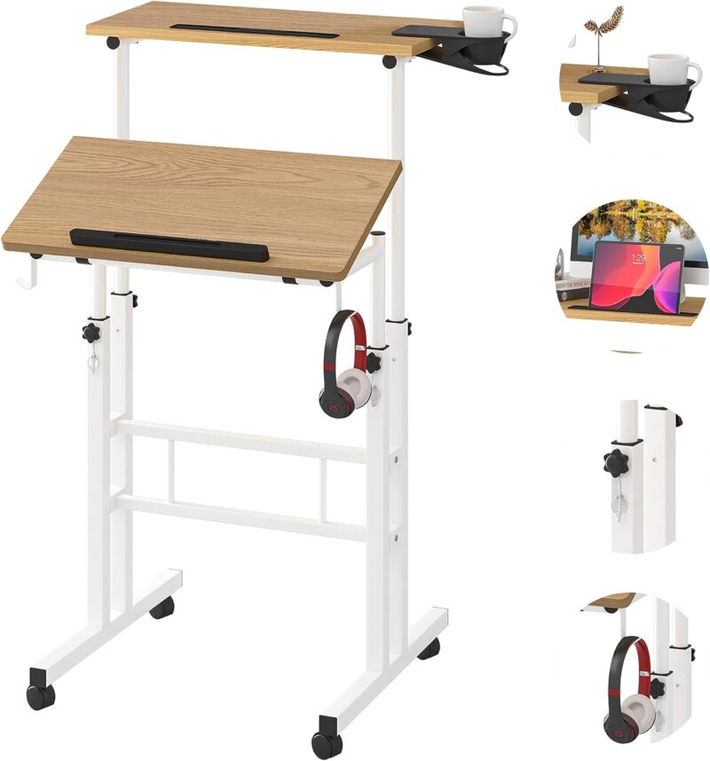 Klvied Desk Klvied stand up laptop workstation on wheels