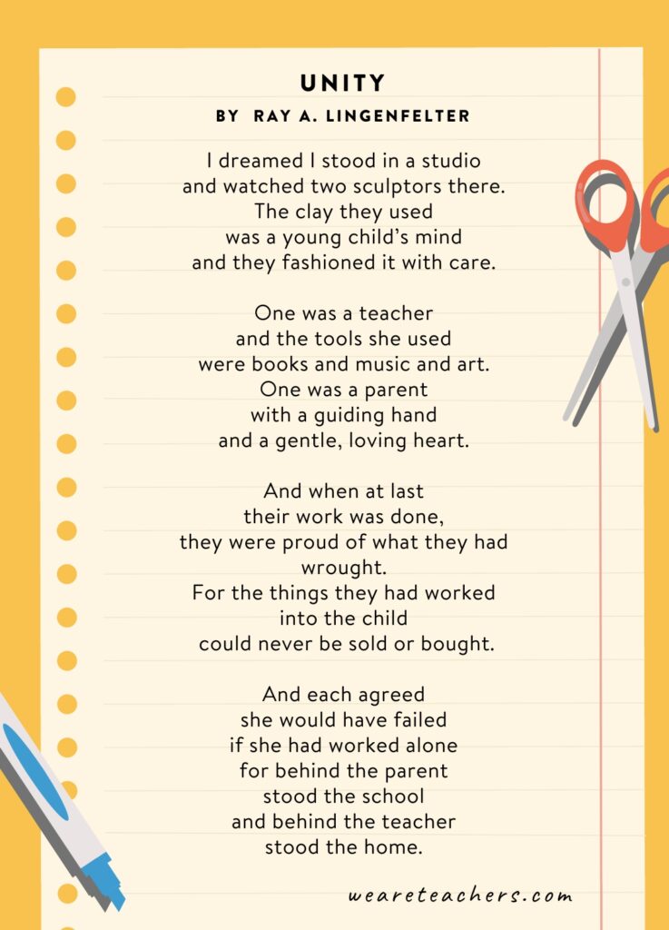 Teaching Poems 10 Unity by Ray A. Lingenfelter.