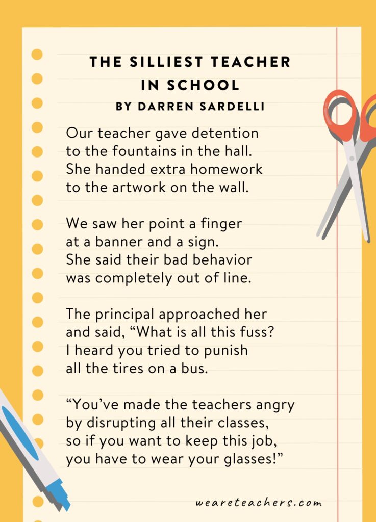 Teaching Poems 2 The Silliest Teacher in School by Darren Sardelli.