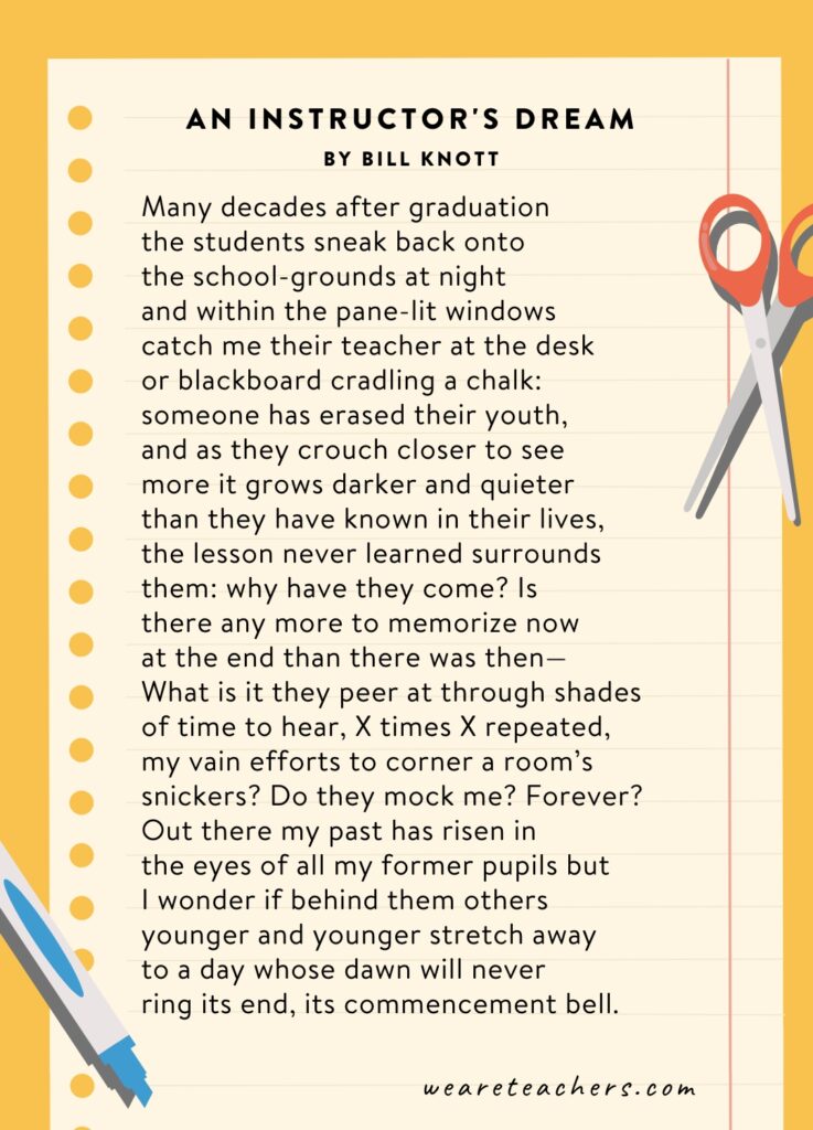 Teaching Poems 6 An Instructor's Dream by Bill Knott.
