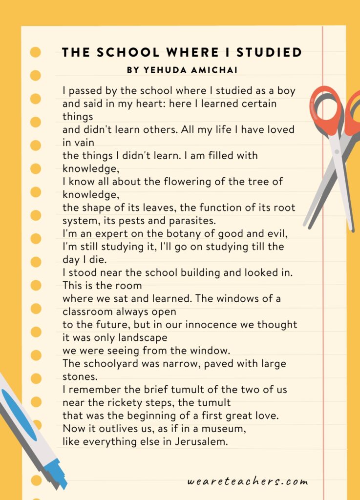 Teaching Poems 7 The School Where I Studied by Yehuda Amichai.
