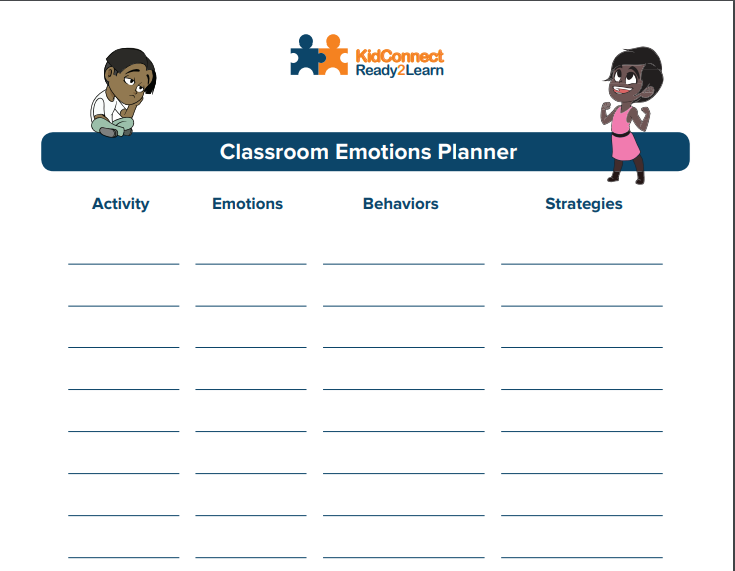 Connections model emotions planner for emotional regulation