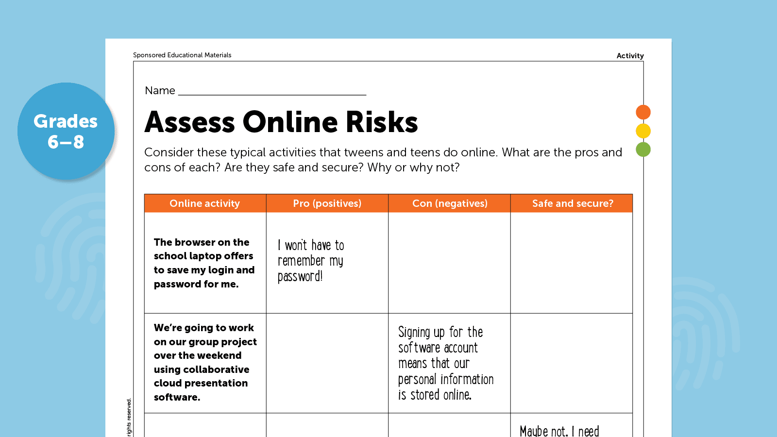 Lesson Plan & Activity: Balancing Online Risks and Rewards