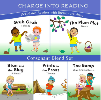 Charge Into Reading Decodable Books Example of decodable books from Charge Mommy Books
