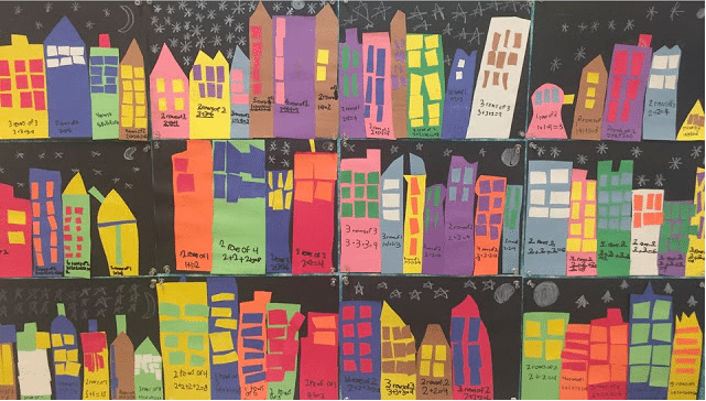 array-city A colorful poster of a city made from individual buildings made from arrays