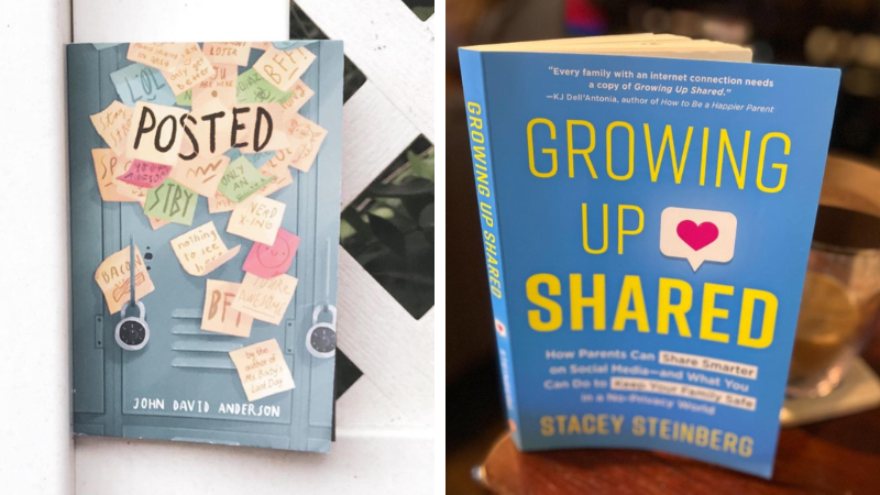 Collage of two books: Posted and Growing Up Shared