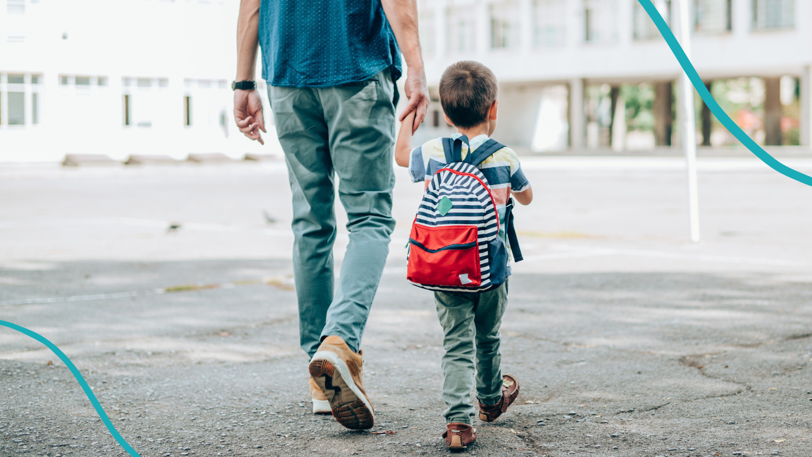 Photo of parents dropping off kindergartners in diapers