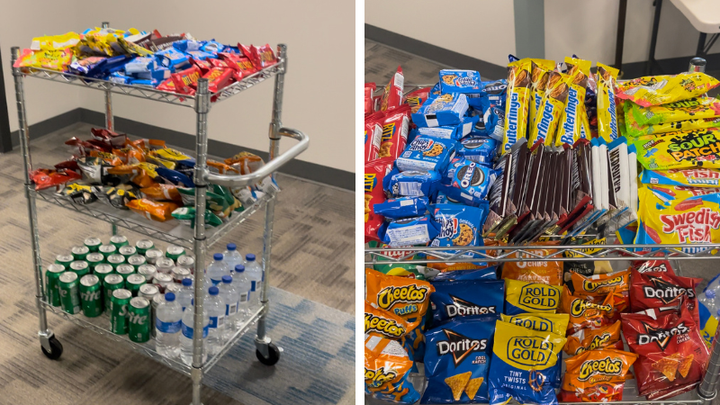 treat cart with items from Walmart